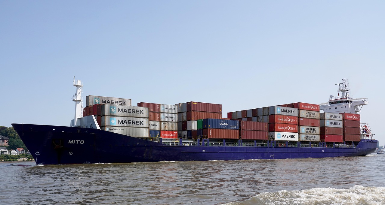 container ship at port logistics import export trade